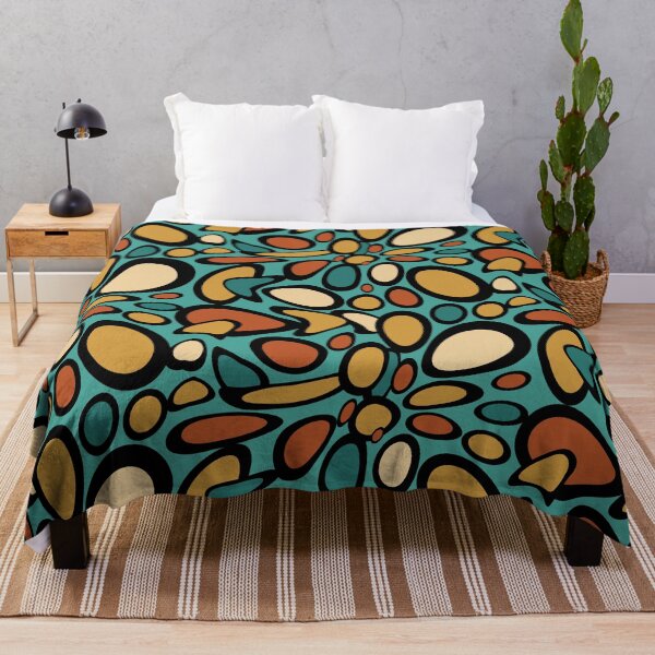 Item preview, Mid Century Modern Circle Blobs - Country Red, Country Blue, Teal designed and sold by Elsy's Art.