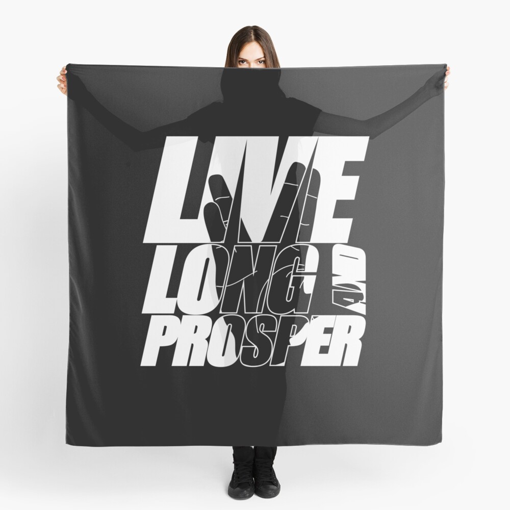 LIVE LONG AND PROSPER Star Trek quota slogan slogan with silhouette of volcano greeting Scarf