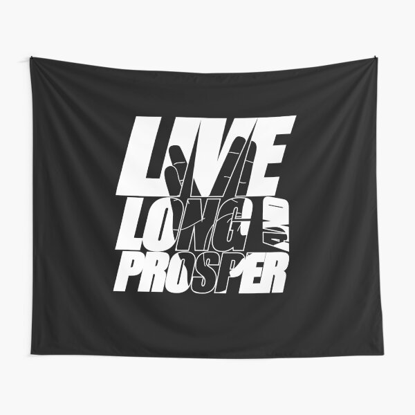 Item preview, LIVE LONG AND PROSPER Star Trek ™ Quote Meme slogan with silhouette of the Vulkan Gruss designed and sold by jodotodesign.