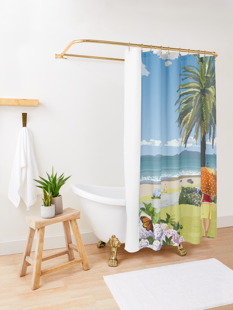Alternate view of Langs Beach - Northland, New Zealand Shower Curtain