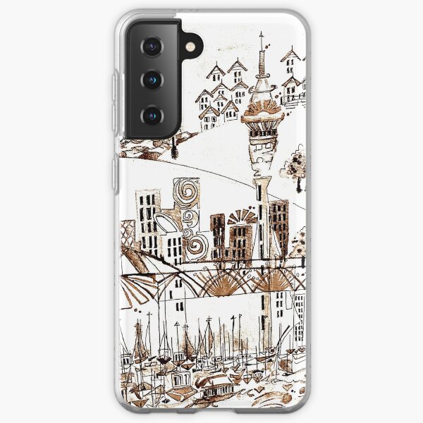 Auckland cityscape sepia black and white Samsung Galaxy Soft Case