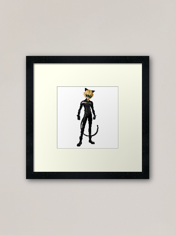 Chat Noir Pixel Art Framed Art Print By Reby Redbubble