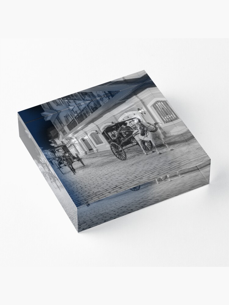 Alternate view of Vigan City, Philippines (black and white) Acrylic Block