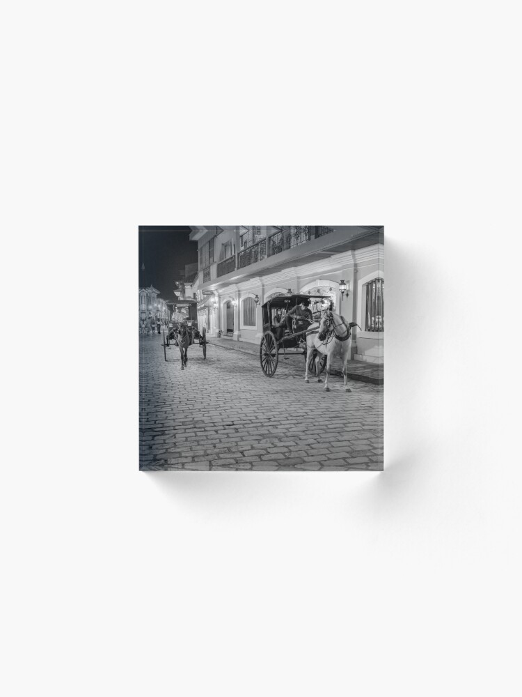 Alternate view of Vigan City, Philippines (black and white) Acrylic Block