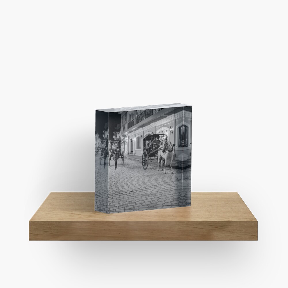Vigan City, Philippines (black and white) Acrylic Block
