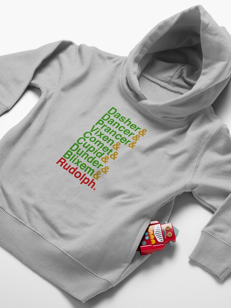 Alternate view of Reindeer Names Typography Toddler Pullover Hoodie