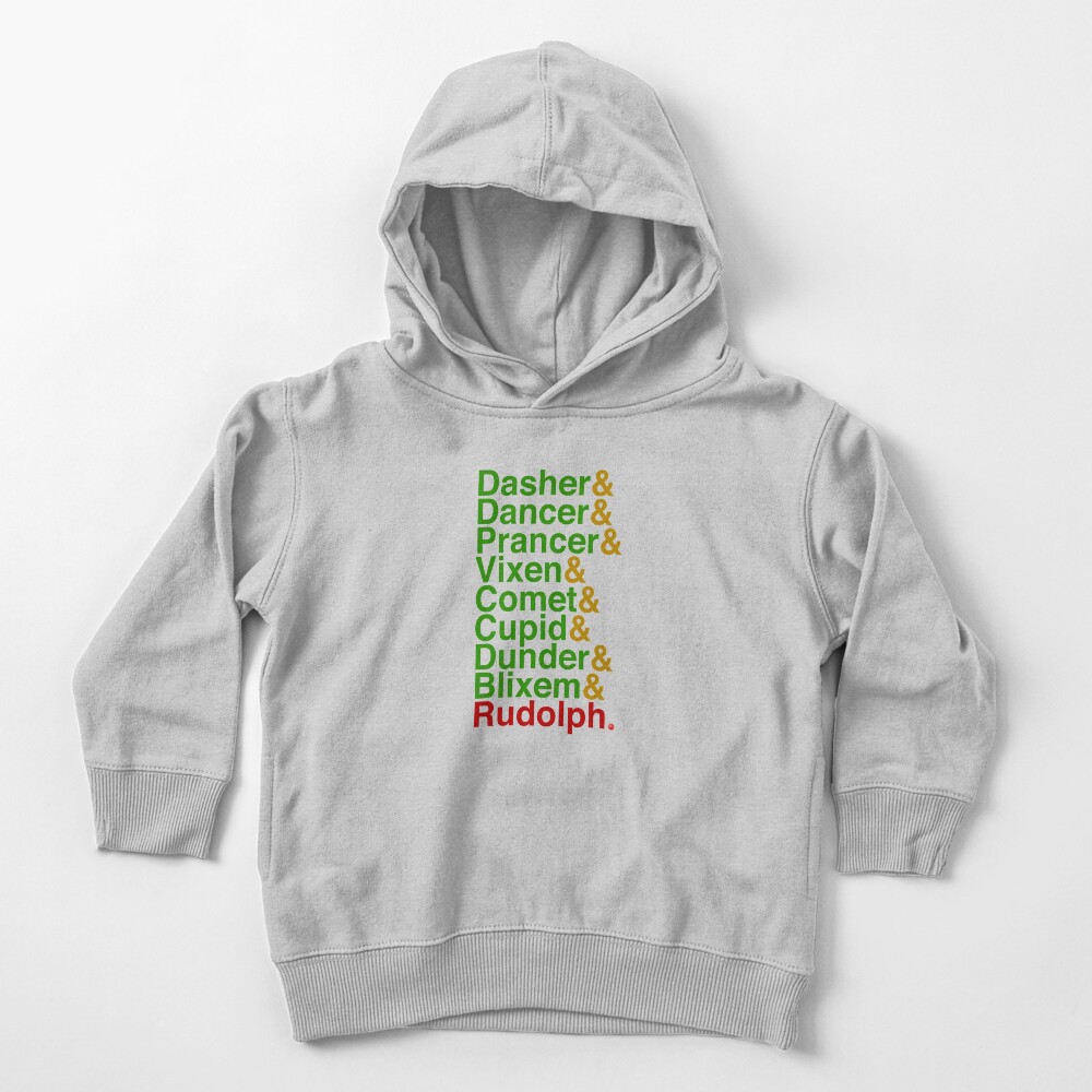 Reindeer Names Typography Toddler Pullover Hoodie