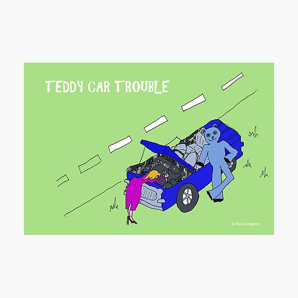 TEDDY CAR TROUBLE Photographic Print