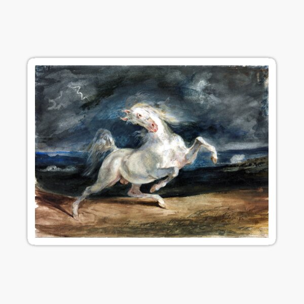 "Eugene Delacroix Horse Frightened by Lightning" Sticker for Sale by