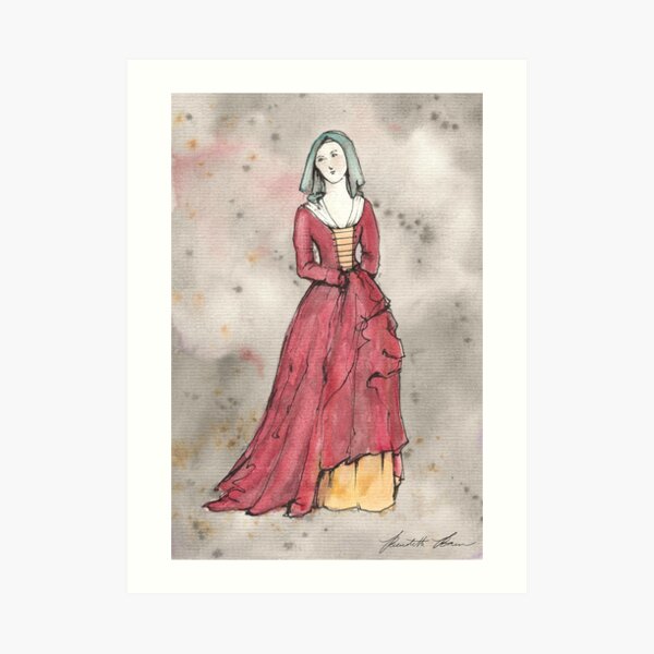 15th Century Medieval Gown Watercolor Print Art Print