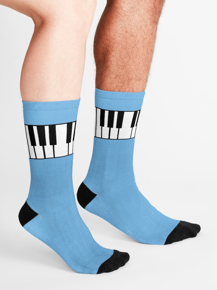 " Piano Keyboard on Blue" Socks by SOCKSbySBD Redbubble