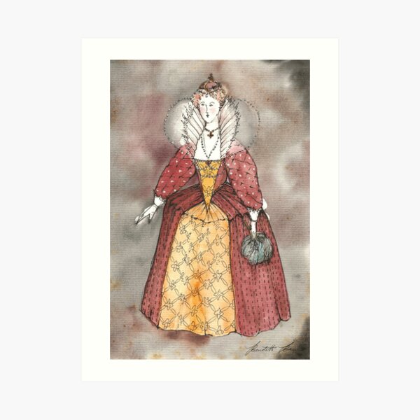 16th Century Queen Elizabeth I Watercolor Print Art Print