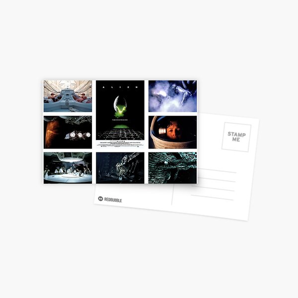 Alien Movie Scene on White Postcard