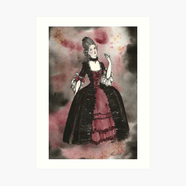 18th Century Versailles Vampire Watercolor Print Art Print
