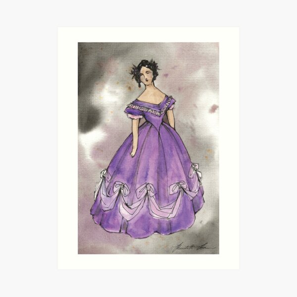 19th Century Ball Gown Watercolor Print Art Print