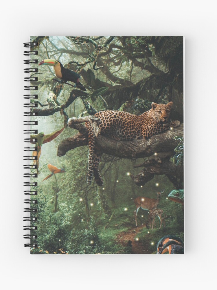 LEOPARD IN THE RAIN FOREST Spiral Notebook for Sale by Paper Bee Gift Shop