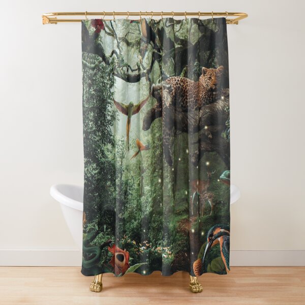 LEOPARD IN THE RAIN FOREST Shower Curtain