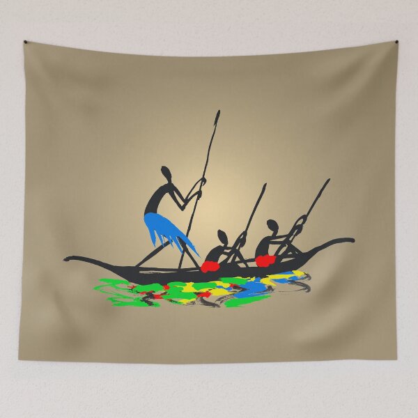 Item preview, Three colorful African hunters on a fishing trip. designed and sold by Squirrox.