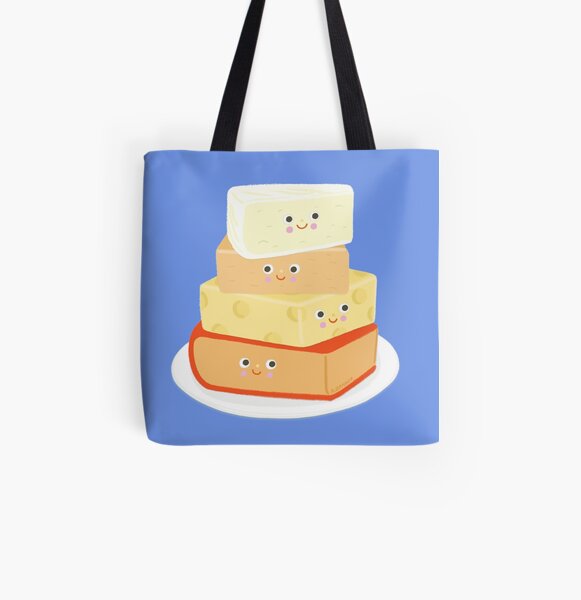 Cheesy Cheese Plate - Cute and cheesy All Over Print Tote Bag