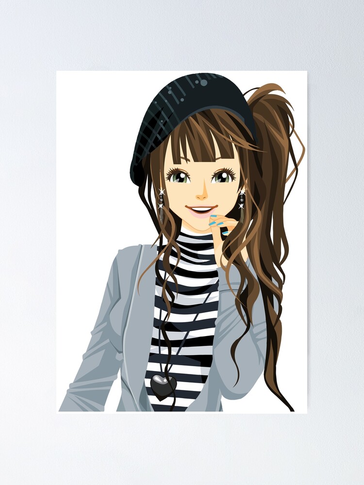Fashionable anime girl. Fashionable anime girl.