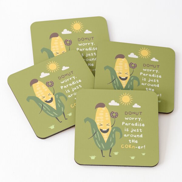 Item preview, DONUT WORRY. PARADISE IS JUST AROUND THE CORN-ER! designed and sold by Paper Bee Gift Shop.