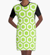 LimeGreen Hexagons Graphic T-Shirt Dress