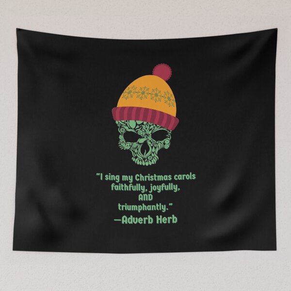 Item preview, Adverb Herb Christmas carols skull light green black designed and sold by GrammarDance.