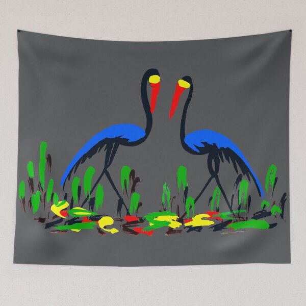 Item preview, Two colorful African cranes chatting designed and sold by Squirrox.