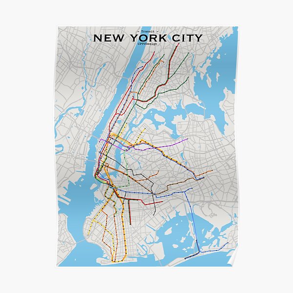 New York City Transit Map Poster