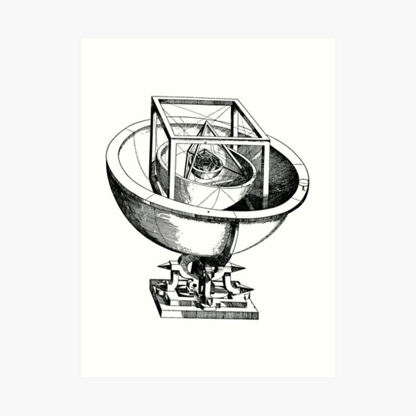 Johannes Kepler model, Radio telescope, illustration, exploration, water, science, vector, design, technology Art Print