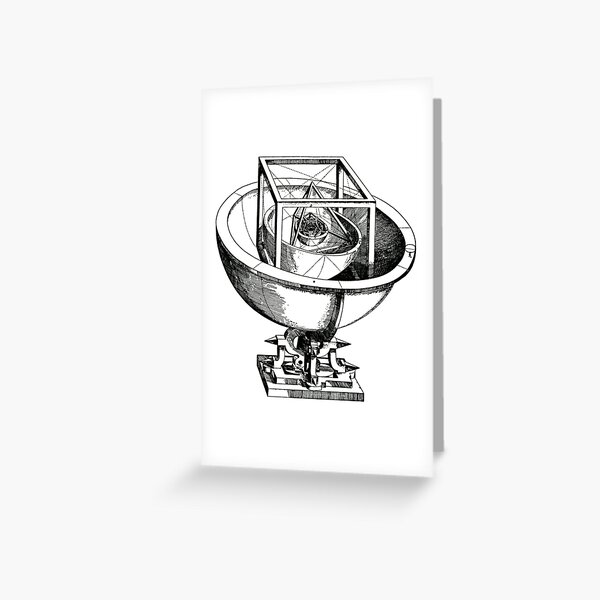 Johannes Kepler model, Radio telescope, illustration, exploration, water, science, vector, design, technology Greeting Card