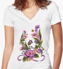Enchanted Flowers Women's Fitted V-Neck T-Shirt