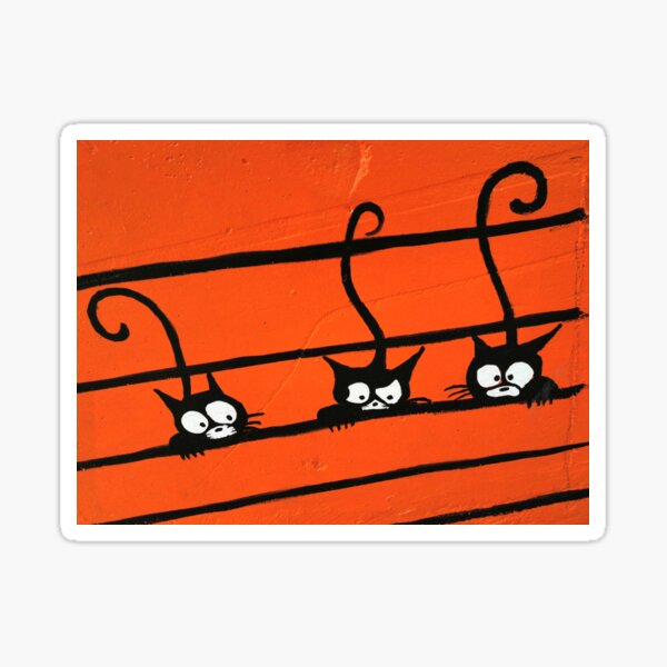 THREE BLACK CATS - between the ORANGE LINES Sticker