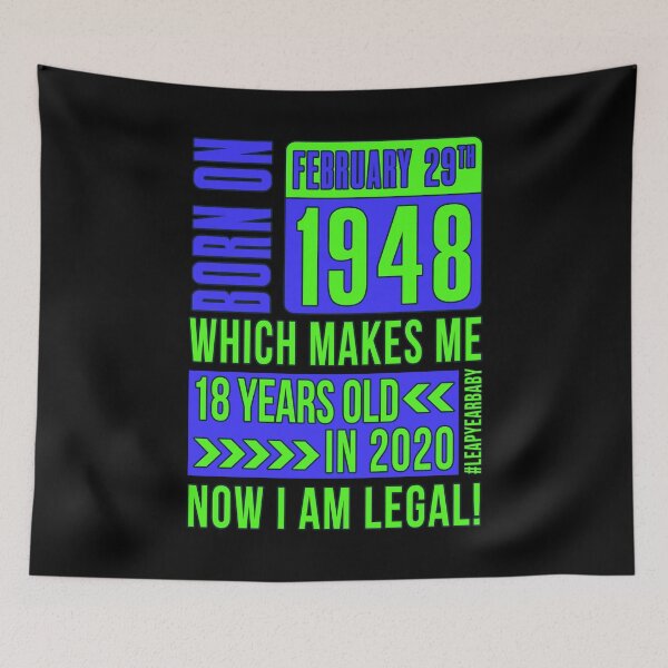 Item preview, 1948 - 48 - 18 Years Old NOW I AM LEGAL BLUE #leapyearbaby Boys and Mens Funny Leaper Leapling Leap Year Birthday Gifts, Shirts, Tshirts designed and sold by GabiBlaze.
