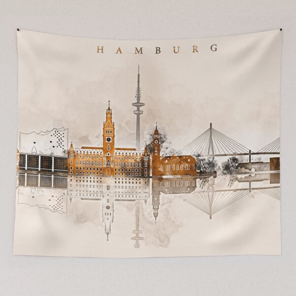 Item preview, Hamburg Germany Warm Skyline designed and sold by DimDom.