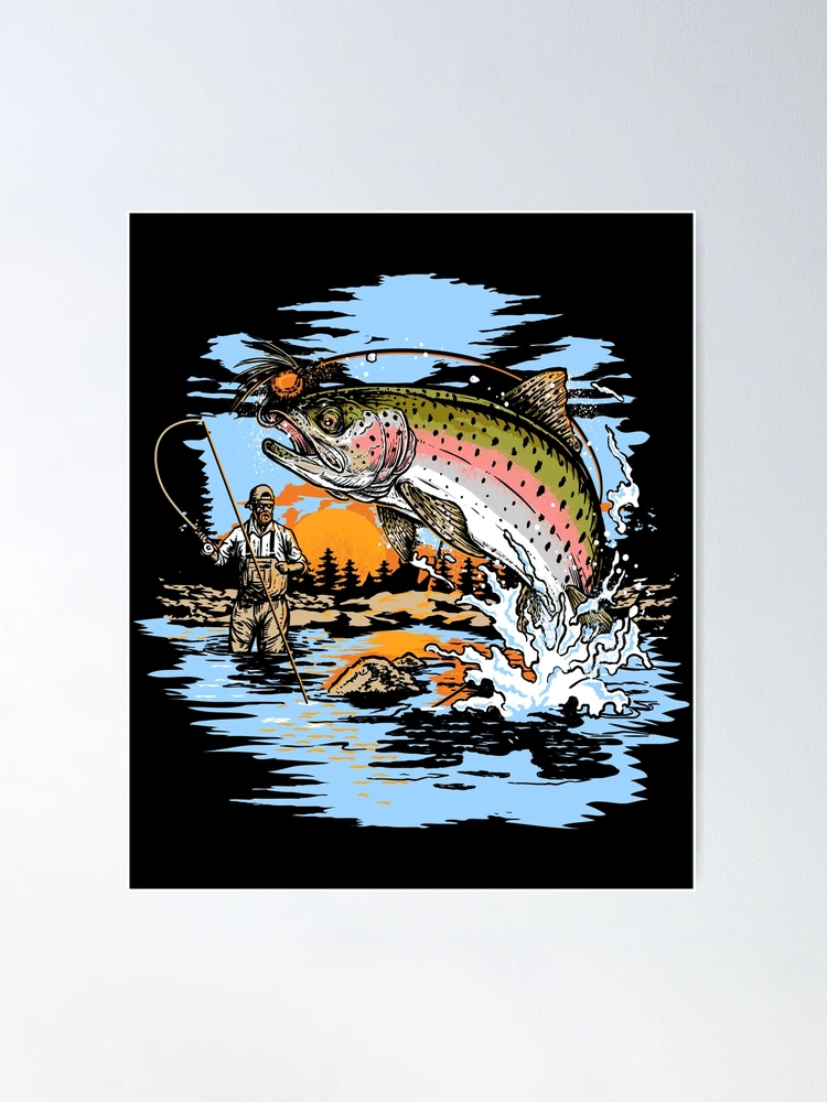 Vintage The Display of The Trout Fish Fly Fishing Wall Art Print