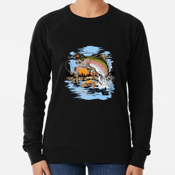 Rainbow Trout Fly Fishing print Lightweight Sweatshirt