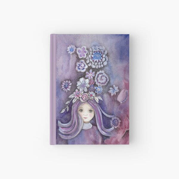 purple flower girl Hardcover Journal