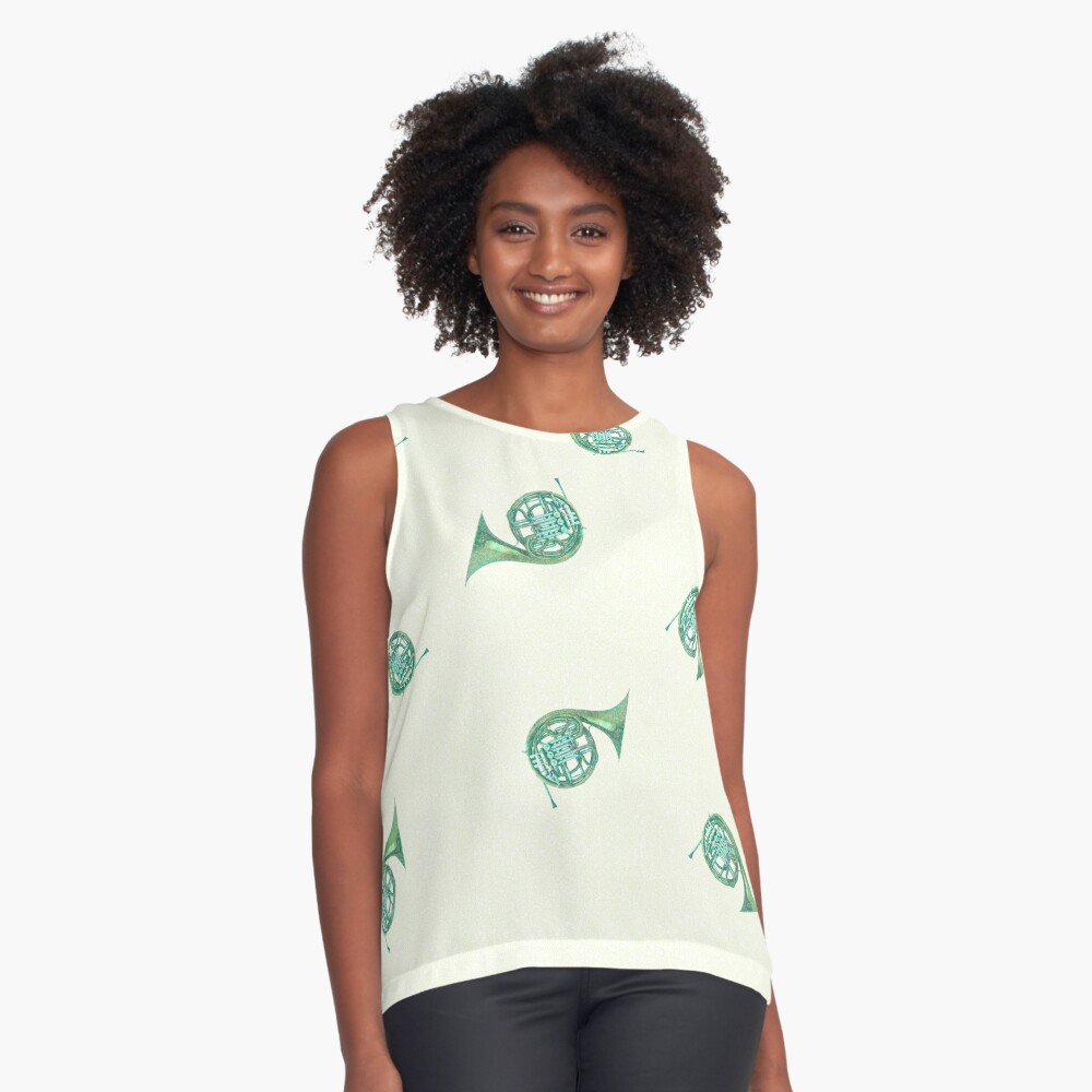 Floral notes with the French Horn  Sleeveless Top