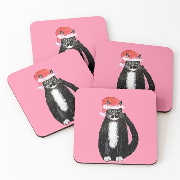 Item preview, Christmas cat , santa claws christmas cat wearing santa hat designed and sold by MagentaRose.