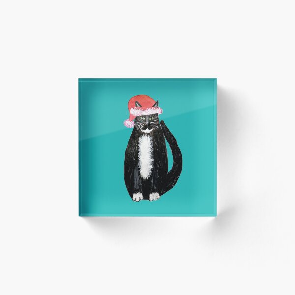 Item preview, cat santa // Santa Paws tuxedo cat con gorro de santa designed and sold by MagentaRose.