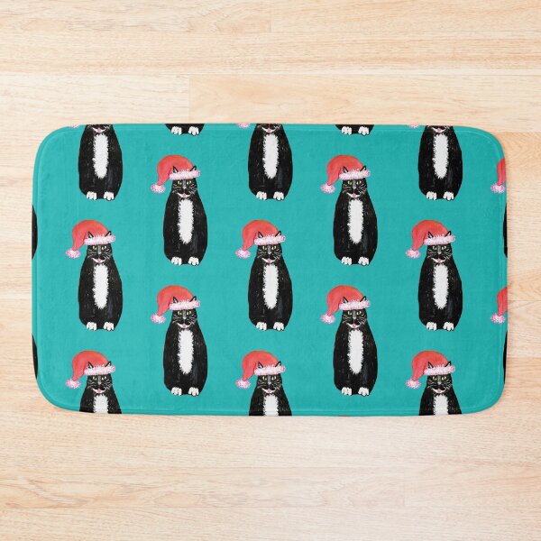 Item preview, cat santa // Santa Paws tuxedo cat wearing santa hat designed and sold by MagentaRose.