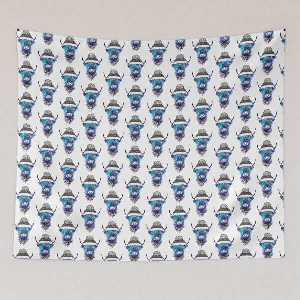 Item preview, Scottish highland in a bobble hat star and galaxy effect design designed and sold by Born-to-design.