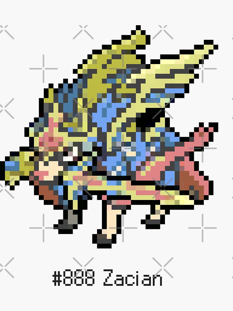 Zacian Pixel Art Dex Sword Legendary Monster Sticker By Azvonnord Redbubble 