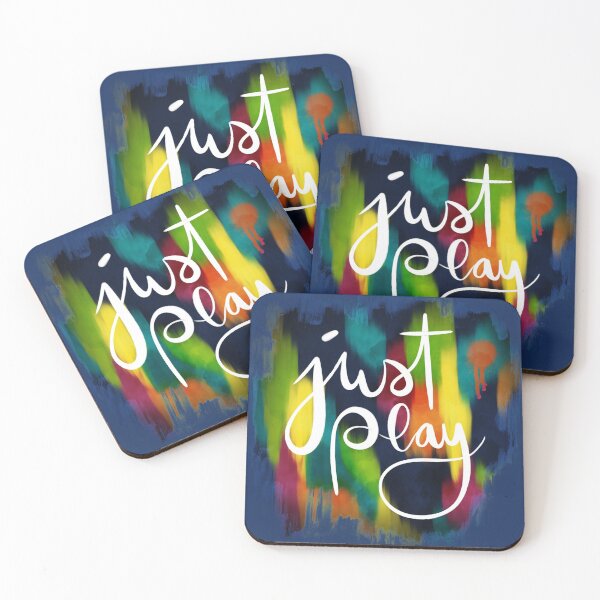 Item preview, Just play lettering with abstract paint drips and brush marks designed and sold by Marlene Wagenhofer.