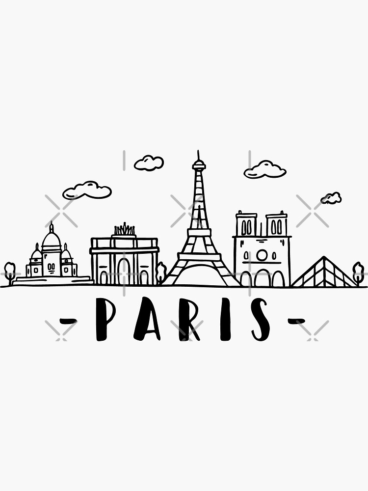 Thumbnail 3 of 3, Sticker, Paris Skyline Travel designed and sold by DuxDesign.