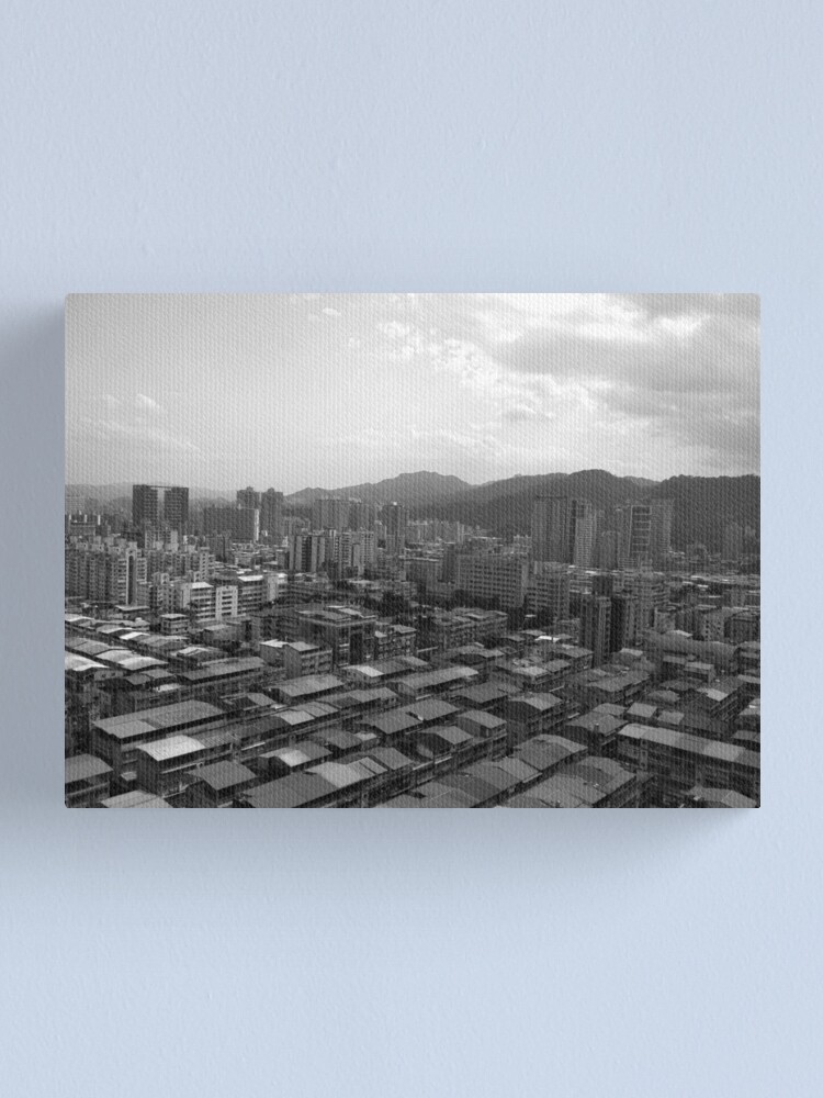 Alternate view of Xindian District Tower View Black & White Canvas Print