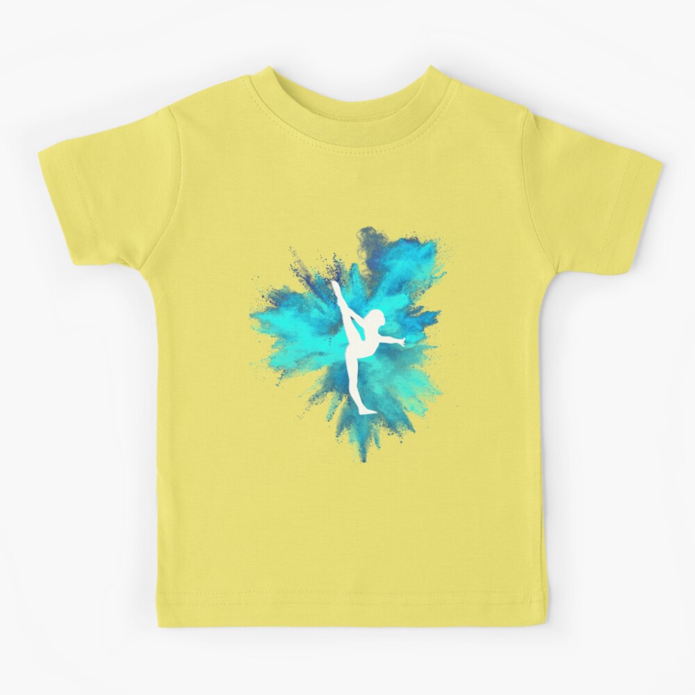 Gymnast Silhouette - Blue Explosion (On Black) | Kids T-Shirt