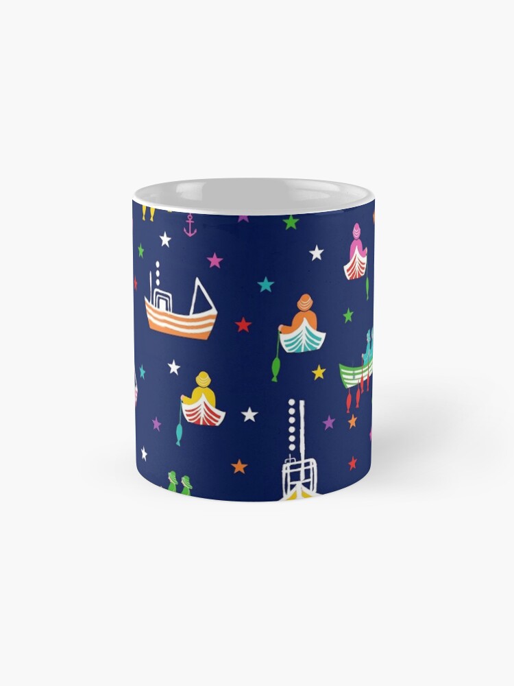 Thumbnail 4 of 6, Coffee Mug, Rainbow fishing boats, Nordic winter night designed and sold by MagentaRose.