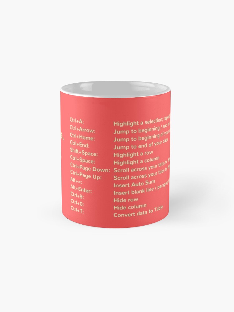Alternate view of First Coffee. Then I'll Excel (+ Keyboard Shortcut Cheat Sheet) Coffee Mug in Coral Mug